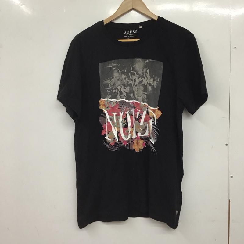 ゲス Guess Tシャツ 半袖 半袖カットソー プリントTシャツ クルーネックカットソー L プリント 黒 / ブラック /  メンズ USED 古着 中古 10145047