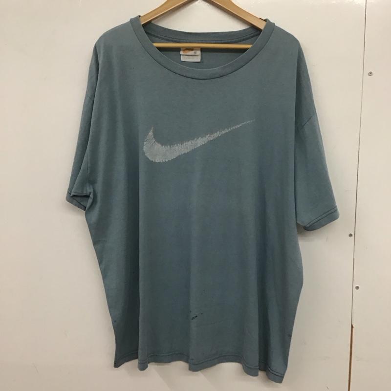 ナイキ NIKE Tシャツ 半袖 半袖カットソー プリントTシャツ クルーネックカットソー 古着 90S XL ロゴ、文字 水色 / ライトブルー /  メンズ USED 古着 中古 10135723