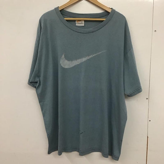 ナイキ NIKE Tシャツ 半袖 半袖カットソー プリントTシャツ クルーネックカットソー 古着 90S XL ロゴ、文字 水色 / ライトブルー /  メンズ USED 古着 中古 10135723