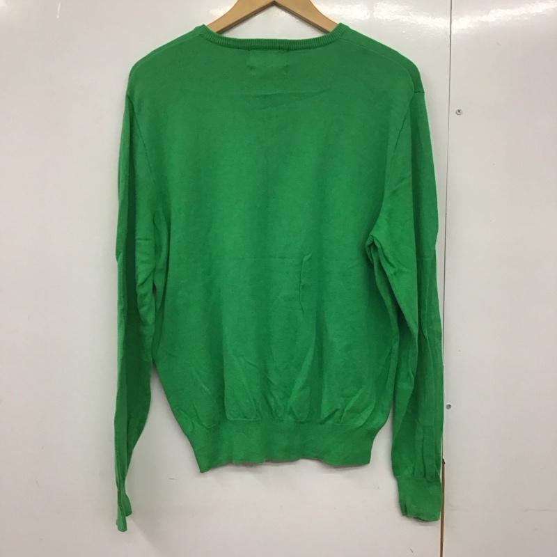 ポロゴルフラルフローレン POLOGOLF ニット、セーター 長袖 長袖ニットカットソー Vネック セーター L ロゴ、文字 緑 / グリーン /  メンズ USED 古着 中古 10141852