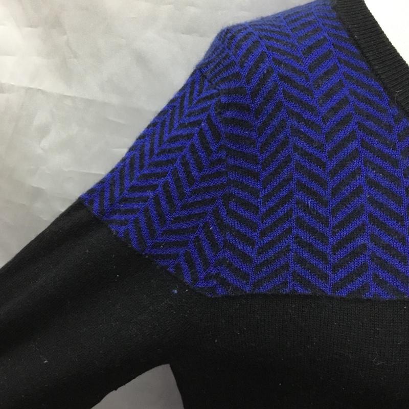 バナナリパブリック BANANA REPUBLIC カーディガン 長袖 ジップアップニットカーディガン 長袖ニットカーディガン S プリント 黒 / ブラック / X 青 / ブルー /  レディース USED 古着 中古 10118062