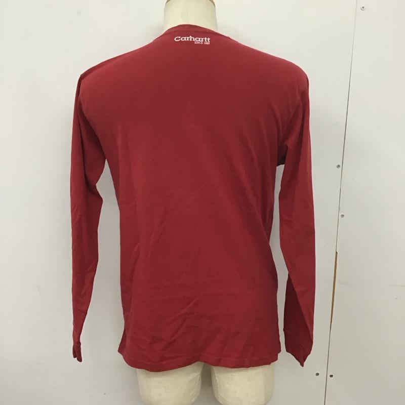 カーハート Carhartt カットソー 長袖 長袖カットソー プリントカットソー クルーネック XL ロゴ、文字 赤 / レッド /  メンズ USED 古着 中古 10126798