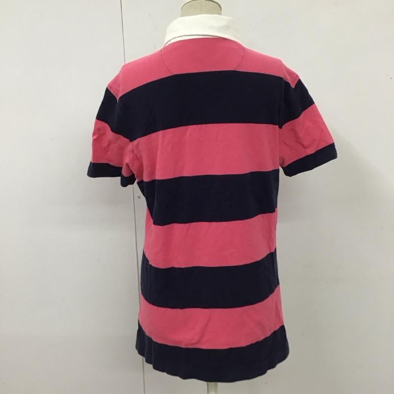 ブルックスブラザーズ BROOKS BROTHERS ポロシャツ 半袖 ワイドボーダー L ワンポイント 桃 / ピンク / X 紺 / ネイビー /  レディース USED 古着 中古 10116490