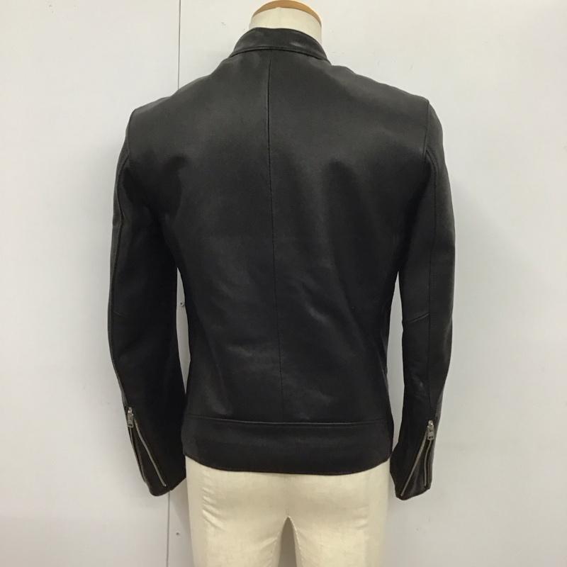 コレクティブ collective. ジャケット、上着 レザージャケット M0873LJM201 シングルライダースジャケット 羊革 M 無地 黒 / ブラック /  メンズ USED 古着 中古 10123667