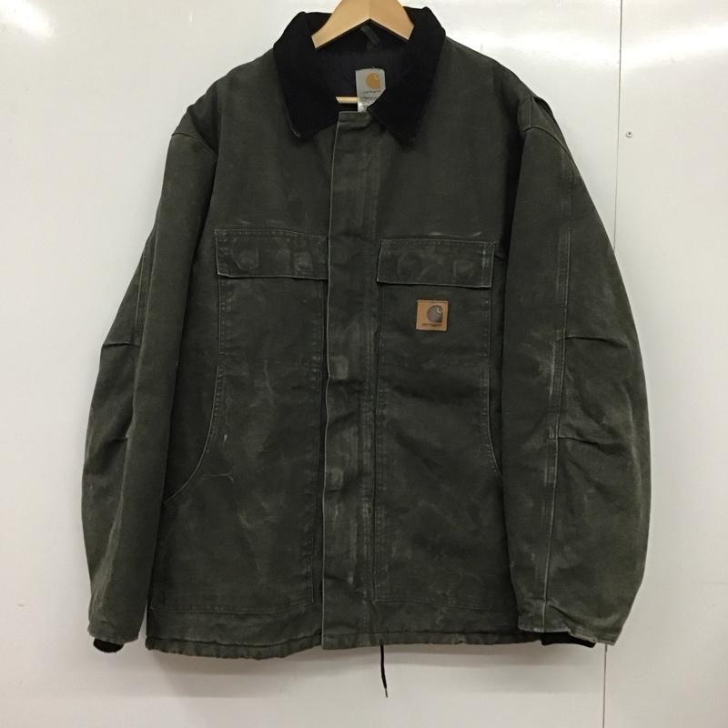 カーハート Carhartt ジャケット、上着 ジャケット、ブレザー ジップアップジャケット アウター カラージャケット XL ロゴ、文字 カーキ / カーキ /  メンズ USED 古着 中古 10133688