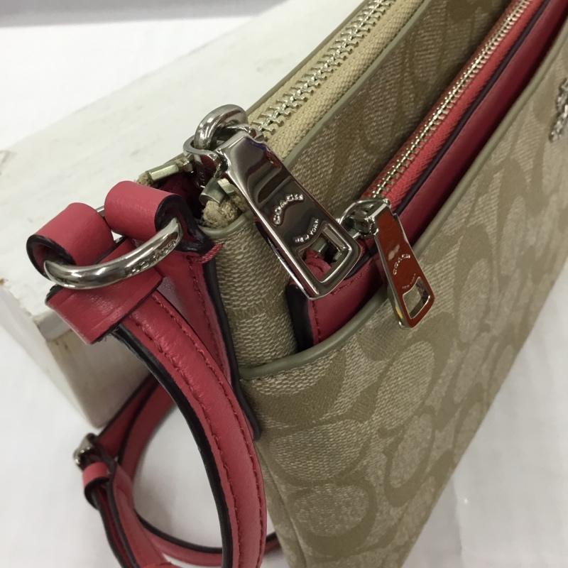 コーチ COACH ショルダーバッグ ショルダーバッグ F58316 シグネチャー ロゴ、文字 ベージュ / ベージュ / X 桃 / ピンク /  レディース USED 古着 中古 10105768