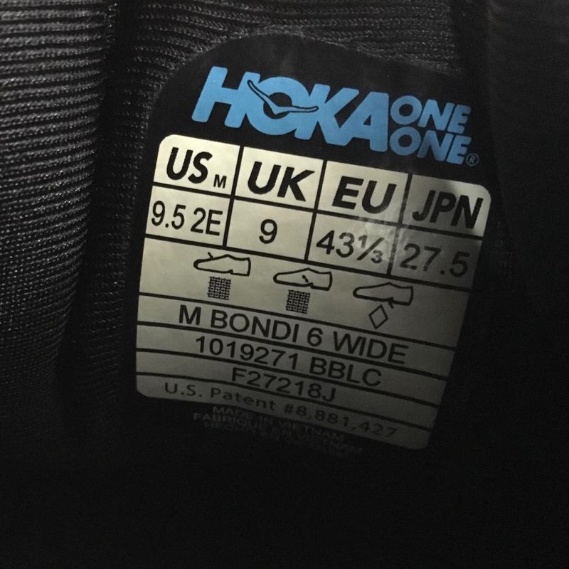 ホカ HOKA スニーカー スニーカー 1019271 BONDI 6 WIDE 27.5cm 27.5cm ロゴ、文字 黒 / ブラック /  メンズ USED 古着 中古 10134813