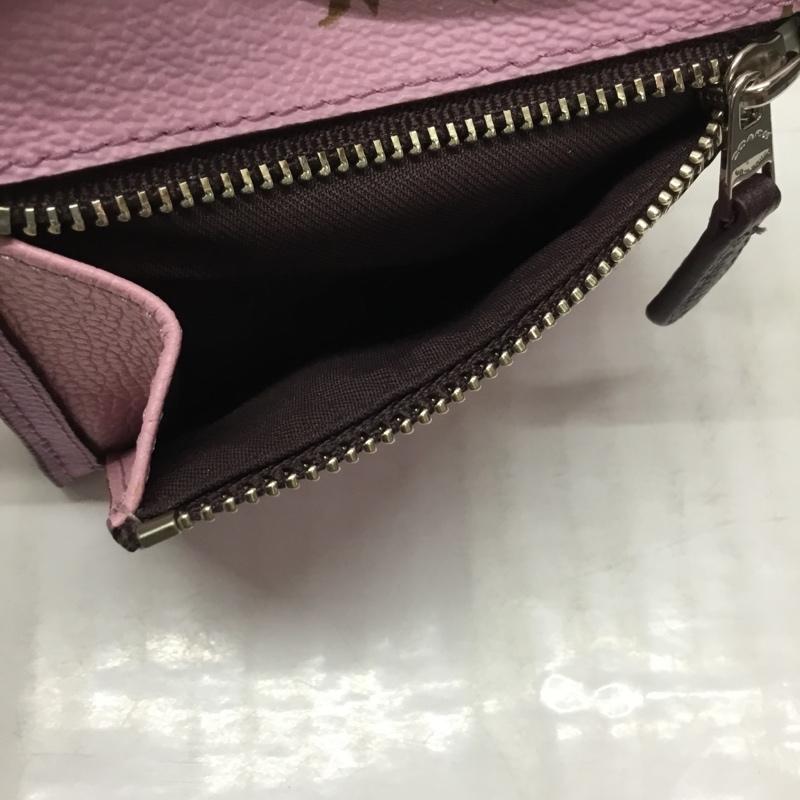 コーチ COACH 財布 コンパクト財布 フローラル スモール財布 花柄 桃 / ピンク /  レディース USED 古着 中古 10116647