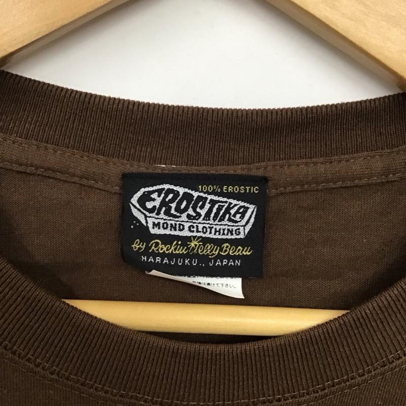 エロスティカ EROSTiKA Tシャツ 半袖 クルーネック コットン XL プリント 茶 / ブラウン /  メンズ USED 古着 中古 10123379