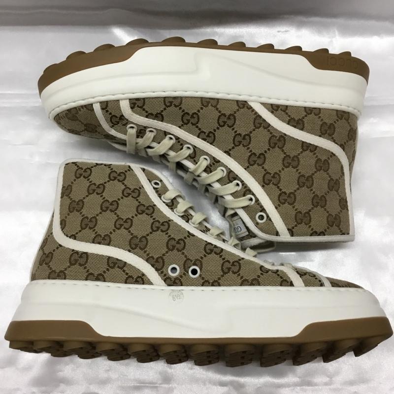 グッチ GUCCI スニーカー スニーカー GG ハイカット 箱有 総柄 ベージュ / ベージュ / X 白 / ホワイト /  メンズ USED 古着 中古 10109199