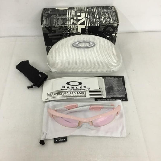 オークリー OAKLEY めがね・サングラス サングラス 03-886J FLAK JACKET スポーツサングラス ミラーレンズ 箱有 ロゴ、文字 桃 / ピンク / X 白 / ホワイト /  メンズ USED 古着 中古 10129379
