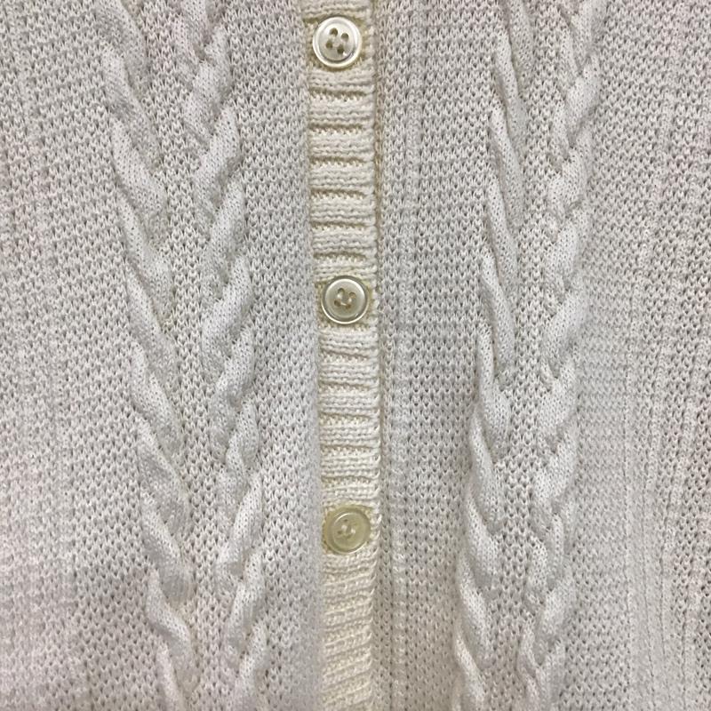 ザラ ZARA カーディガン 半袖 半袖ニットカーディガン 前ボタン リブニット ショート丈 M 総柄 アイボリー / アイボリー /  レディース USED 古着 中古 10147674