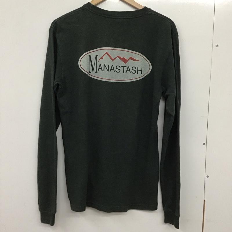 マナスタッシュ MANASTASH カットソー 長袖 長袖カットソー クルーネックカットソー プリントカットソー M ロゴ、文字 緑 / グリーン /  メンズ USED 古着 中古 10133194