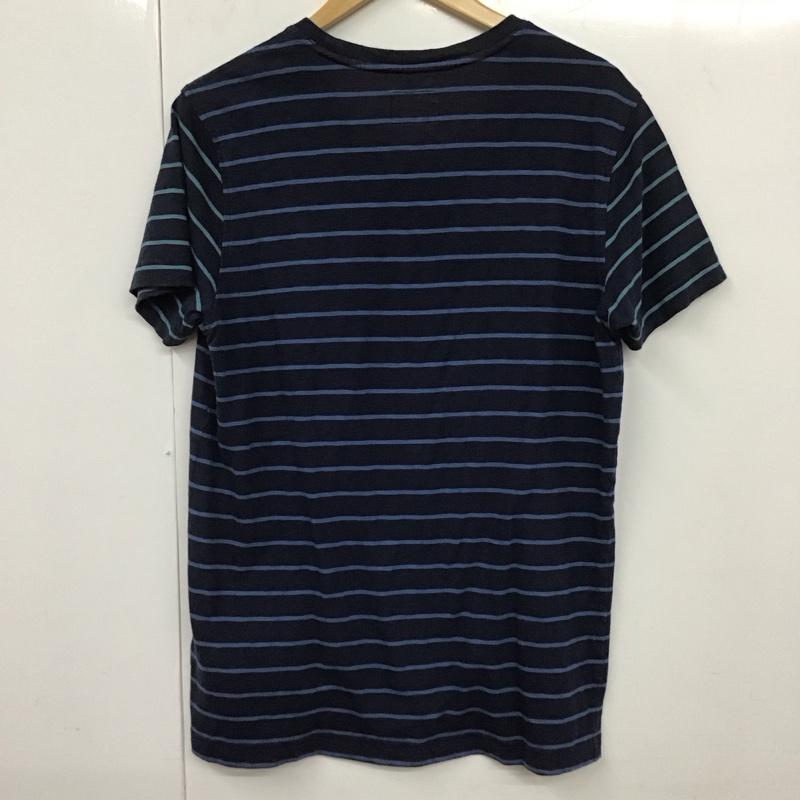 ブルックスブラザーズ BROOKS BROTHERS Tシャツ 半袖 半袖カットソー プリントTシャツ クルーネックカットソー S ボーダー柄 紺 / ネイビー /  メンズ USED 古着 中古 10131488
