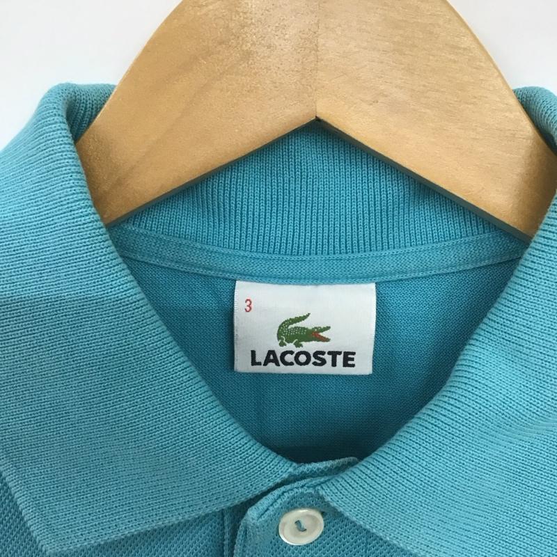 ラコステ LACOSTE ポロシャツ 半袖 半袖ポロシャツ 半袖カットソー カラーシャツ 3 ロゴ、文字 水色 / ライトブルー /  メンズ USED 古着 中古 10132798