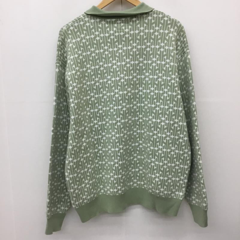 ハフ HUF ニット、セーター 長袖 L ロゴ、文字 緑 / グリーン / X 白 / ホワイト /  メンズ USED 古着 中古 10143903