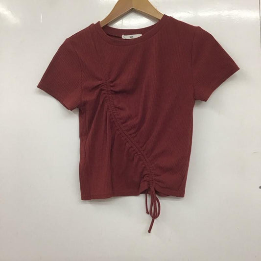 スライ SLY カットソー 半袖 030EAA80-0170 CURVEDSHIRRINGトップス 半袖カットソー FREE 無地 えんじ / ワインレッド /  レディース USED 古着 中古 10135790