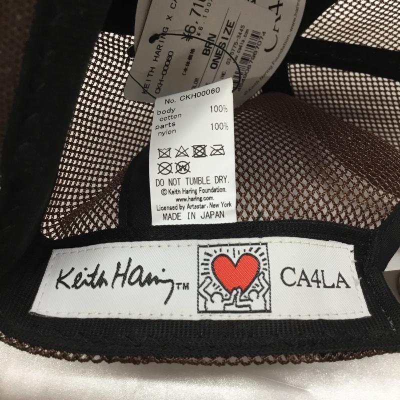カシラ CA4LA 帽子 キャップ KEITH HARING キース へリング メッシュキャップ タグ付き ワンポイント 茶 / ブラウン /  メンズ USED 古着 中古 10109176