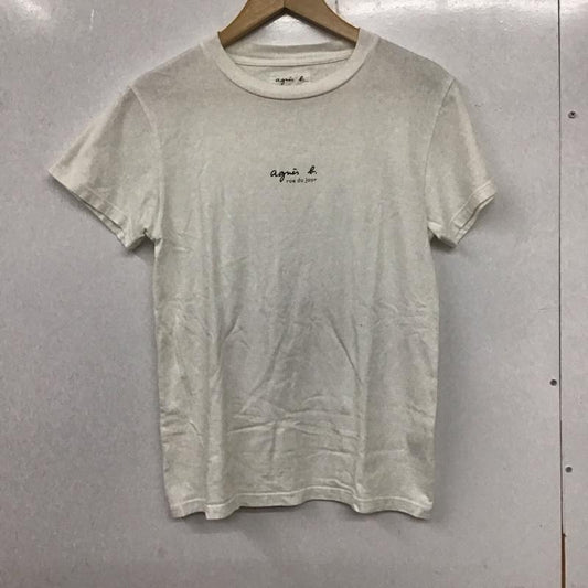 アニエス・ベー agnes b. Tシャツ 半袖 半袖カットソー プリントTシャツ クルーネックカットソー M ロゴ、文字 白 / ホワイト /  レディース USED 古着 中古 10135107