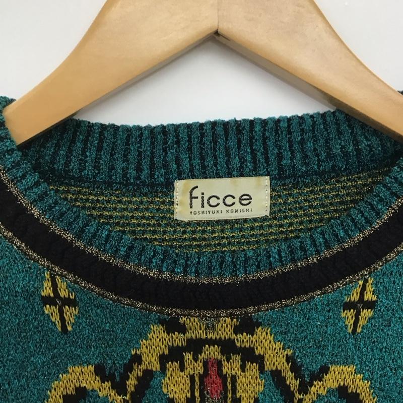 フィッチェ FICCE ニット、セーター 長袖 長袖ニットカットソー クルーネック セーター プリント マルチカラー / マルチカラー /  メンズ USED 古着 中古 10146841