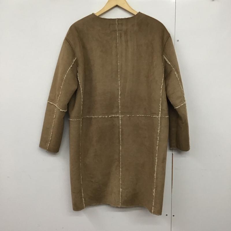 ローリーズファーム LOWRYS FARM コート コート一般 LF717030AD 裏ボア ノーカラー フルジップ M 無地 茶 / ブラウン /  レディース USED 古着 中古 10142253