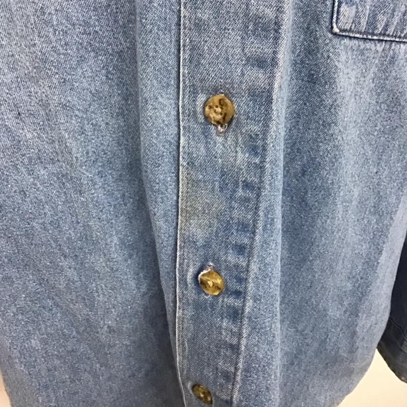 ディッキーズ Dickies シャツ、ブラウス 長袖 長袖シャツ デニムシャツ カジュアルシャツ ボタンダウンシャツ M 無地 インディゴ / インディゴ /  メンズ USED 古着 中古 10106605