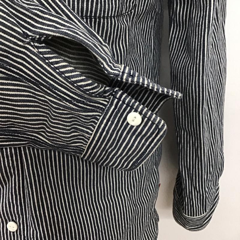 ステューシー STUSSY シャツ、ブラウス 長袖 L ストライプ X ロゴ、文字 白 / ホワイト / X 紺 / ネイビー /  メンズ USED 古着 中古 10126698