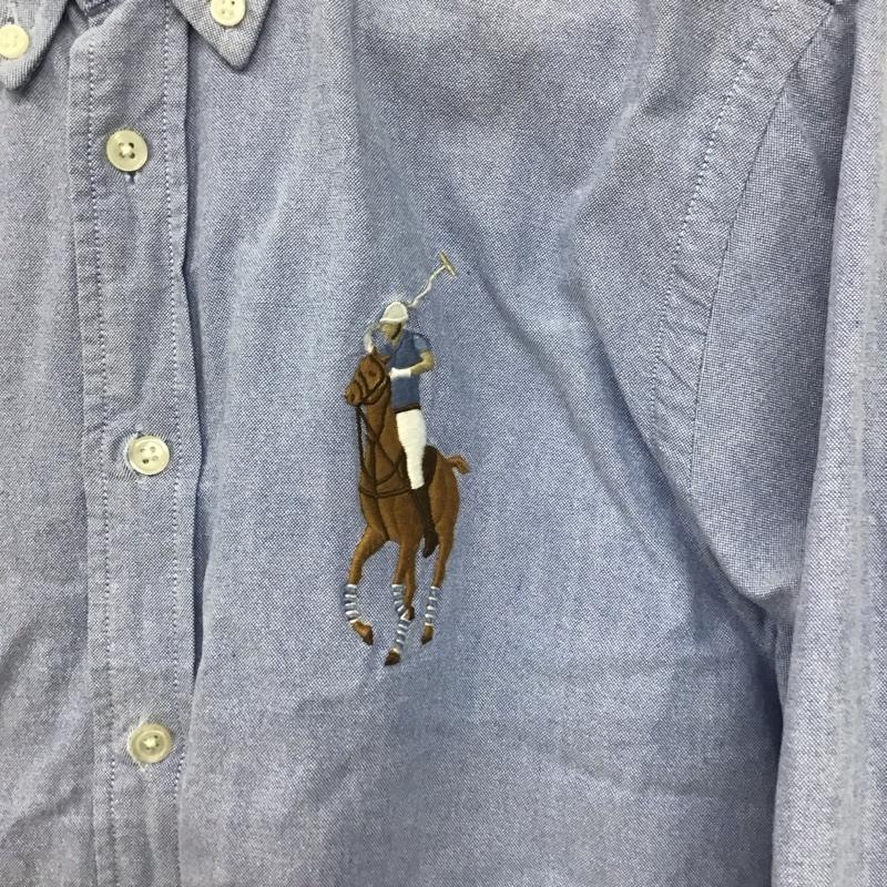 ラルフローレン RALPHLAUREN シャツ、ブラウス 長袖 長袖シャツ 無地シャツ カラーシャツ デニムシャツ ボタンダウンシャツ XL ロゴ、文字 水色 / ライトブルー /  メンズ USED 古着 中古 10141472