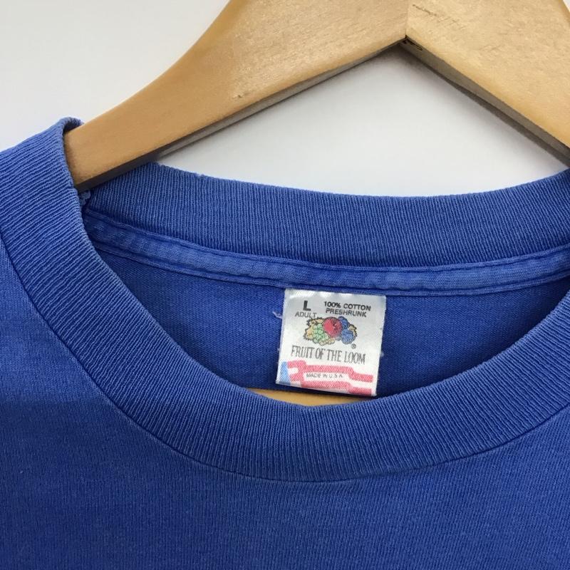 フルーツオブザルーム FRUIT OF THE LOOM Tシャツ 半袖 半袖カットソー プリントTシャツ クルーネックカットソー 80s L ロゴ、文字 青 / ブルー /  メンズ USED 古着 中古 10138161