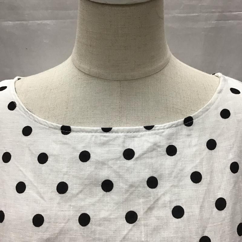 ザラウーマン ZARA WOMAN カットソー 七分袖 4886 046 251 リネン リボン XS ドット 白 / ホワイト / X 黒 / ブラック /  レディース USED 古着 中古 10116947