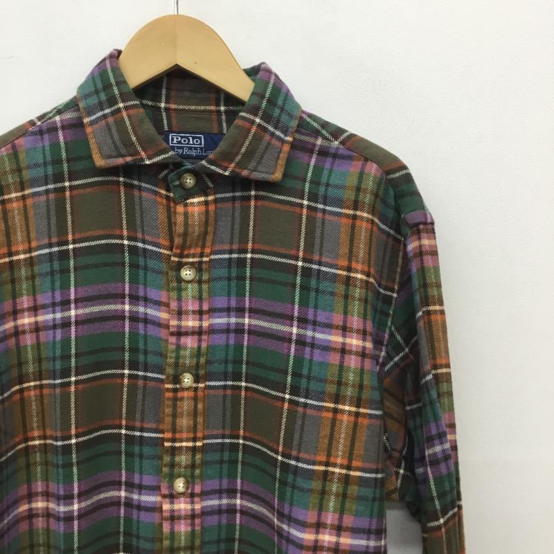 ポロラルフローレン POLO RALPH LAUREN シャツ、ブラウス 長袖 L チェック 茶 / ブラウン / X 橙 / オレンジ / X 緑 / グリーン / X 紫 / パープル /  メンズ USED 古着 中古 10119974
