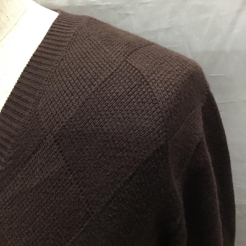 バーバリーブラックレーベル BURBERRY BLACK LABEL ニット、セーター 長袖 Vネック 2 無地 茶 / ブラウン /  メンズ USED 古着 中古 10121819
