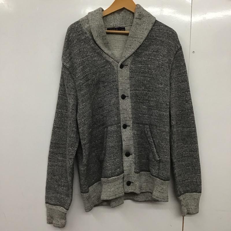 ポロラルフローレン POLO RALPH LAUREN カーディガン 長袖 長袖カーディガン 前ボタン ニットカーディガン L 無地 灰 / グレー /  メンズ USED 古着 中古 10144486