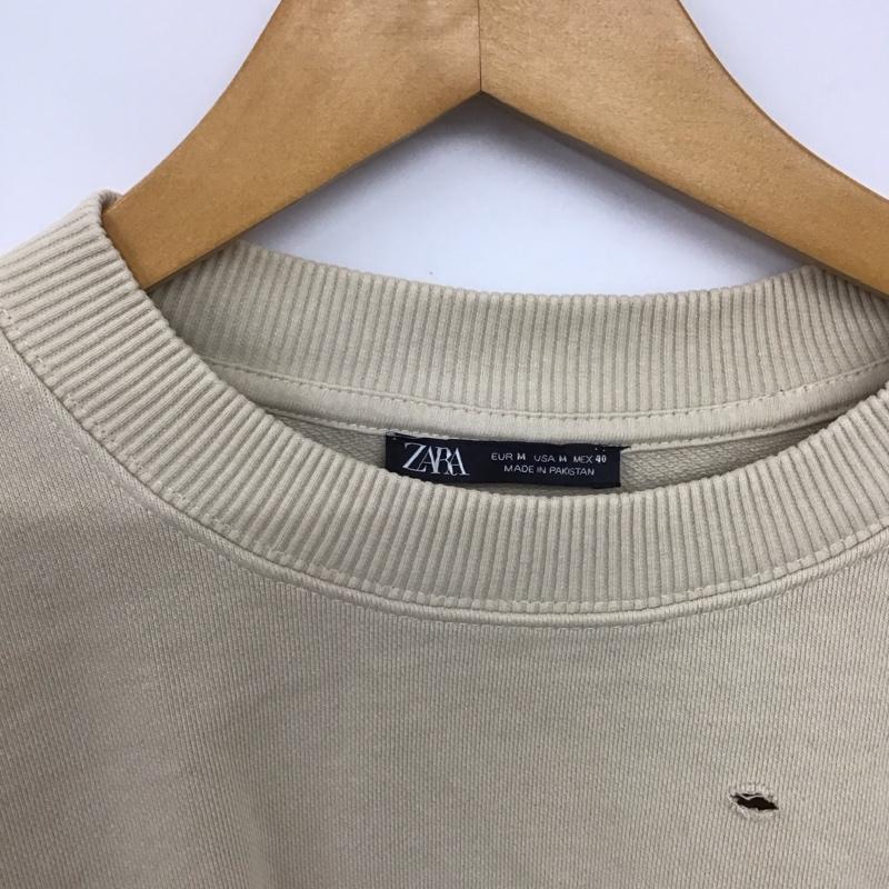 ザラ ZARA トレーナー 長袖 長袖トレーナー スウェット クルーネック プルオーバー M ロゴ、文字 ベージュ / ベージュ /  メンズ USED 古着 中古 10146197