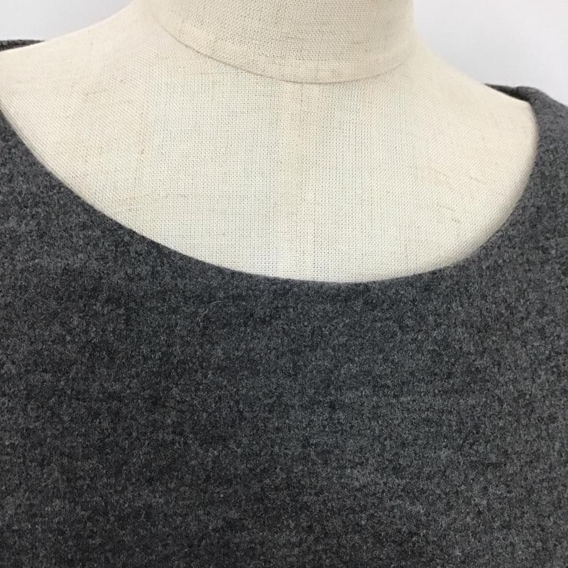 アンタイトル UNTITLED ワンピース ひざ丈スカート AD153-55428JJ 七分袖 ドッキング 後ろファスナー ヘリンボーン 2 無地 灰 / グレー / X 紺 / ネイビー /  レディース USED 古着 中古 10111080