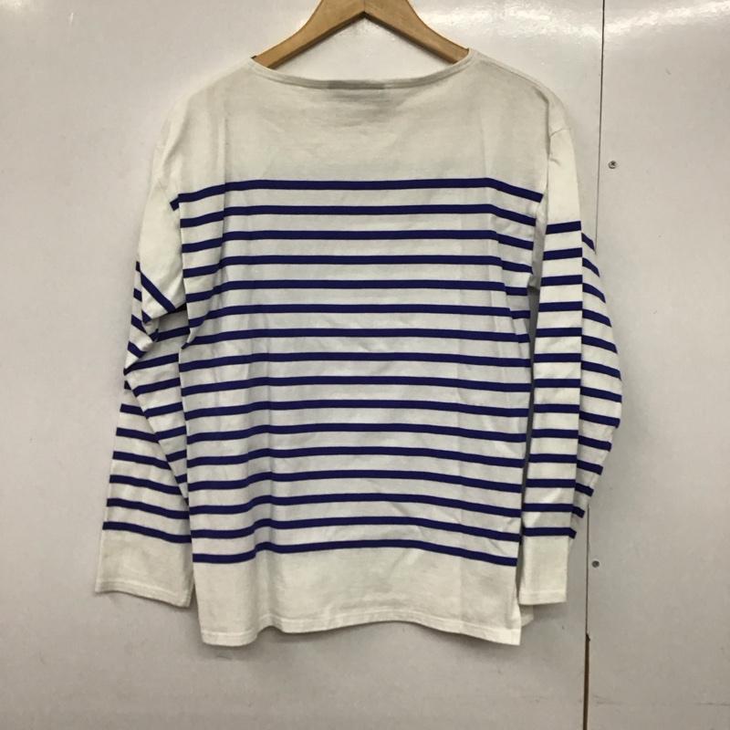 セントジェームス SAINT JAMES カットソー 長袖 長袖カットソー プリントカットソー ワイドネック L ボーダー柄 白 / ホワイト / X 青 / ブルー /  メンズ USED 古着 中古 10140770