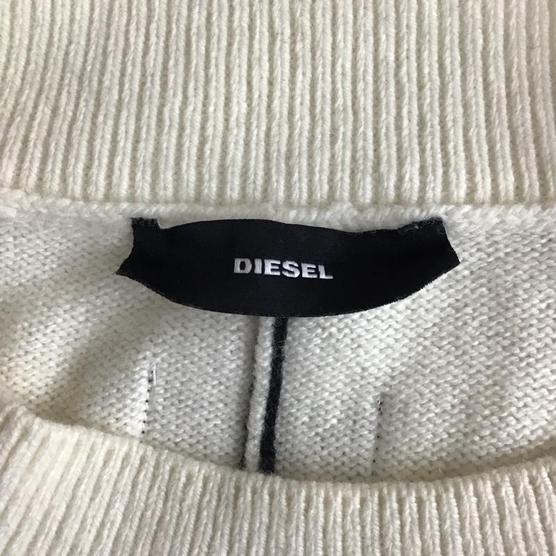 ディーゼル DIESEL ニット、セーター 長袖 配色ステッチ L 無地 白 / ホワイト /  メンズ USED 古着 中古 10118334