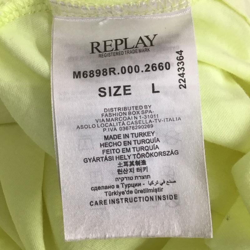リプレイ REPLAY Tシャツ 半袖 クルーネック L ロゴ、文字 黄 / イエロー /  メンズ USED 古着 中古 10106937