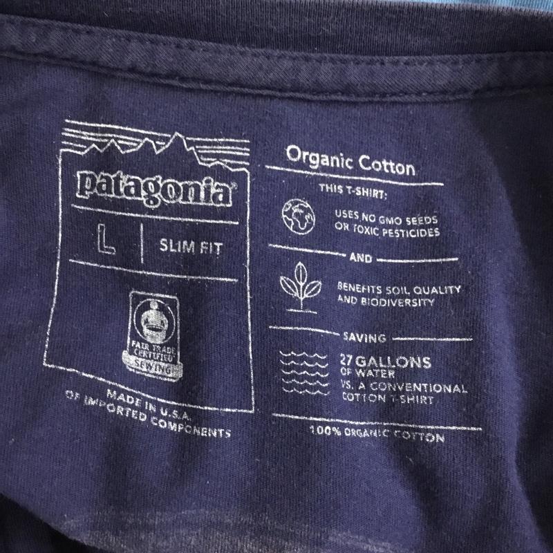 パタゴニア patagonia Tシャツ 半袖 半袖カットソー プリントTシャツ クルーネックカットソー L プリント 紺 / ネイビー /  メンズ USED 古着 中古 10150878