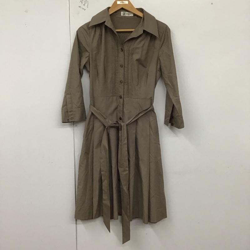 ミッシェル・クラン MICHEL KLEIN ワンピース ひざ丈スカート 38 無地 ベージュ / ベージュ /  レディース USED 古着 中古 10129825