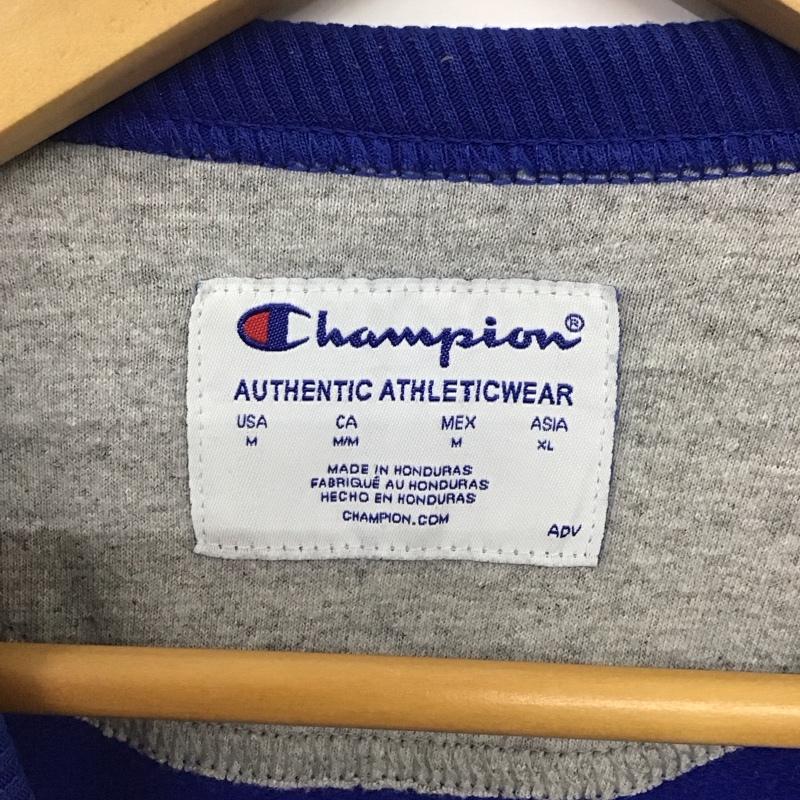 チャンピオン Champion トレーナー 長袖 長袖トレーナー スウェット クルーネック プルオーバー M ロゴ、文字 青 / ブルー /  メンズ USED 古着 中古 10132747