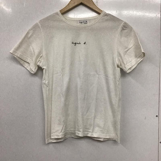 アニエス・ベー agnes b. Tシャツ 半袖 OF320051 クルーネック 4 ロゴ、文字 白 / ホワイト /  レディース USED 古着 中古 10138970