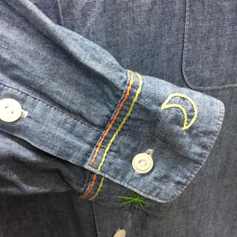 ワコマリア WACKO MARIA シャツ、ブラウス 長袖 長袖シャツ カラーシャツ ポケットシャツ 長袖カットソー 刺繍シャツ M ロゴ、文字 インディゴ / インディゴ /  メンズ USED 古着 中古 10117575