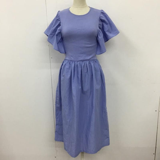 ザラ ZARA ワンピース ロングスカート 半袖ロングワンピース フレアスカート 袖レース S 無地 青 / ブルー /  レディース USED 古着 中古 10110032