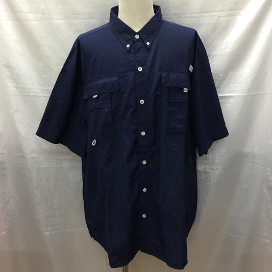 コロンビア Columbia シャツ、ブラウス 半袖 半袖シャツ カラーシャツ 半袖カットソー ボタンダウンシャツ XXL 無地 紺 / ネイビー /  メンズ USED 古着 中古 10120265