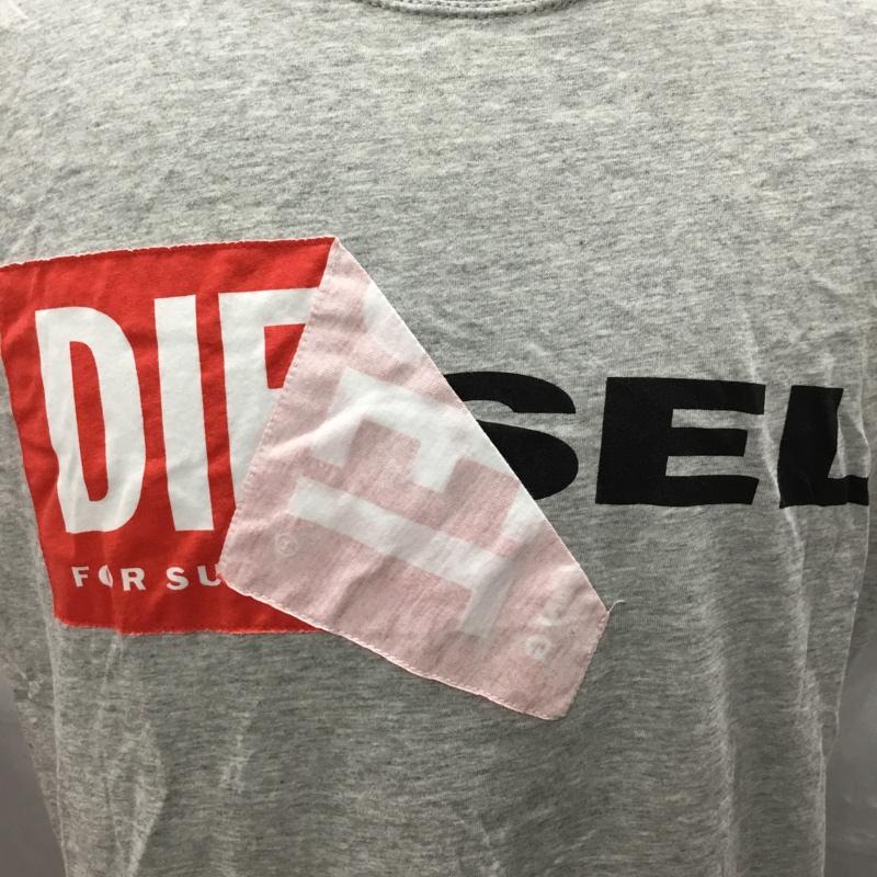 ディーゼル DIESEL Tシャツ 半袖 半袖カットソー プリントTシャツ クルーネックカットソー L ロゴ、文字 灰 / グレー /  メンズ USED 古着 中古 10114158