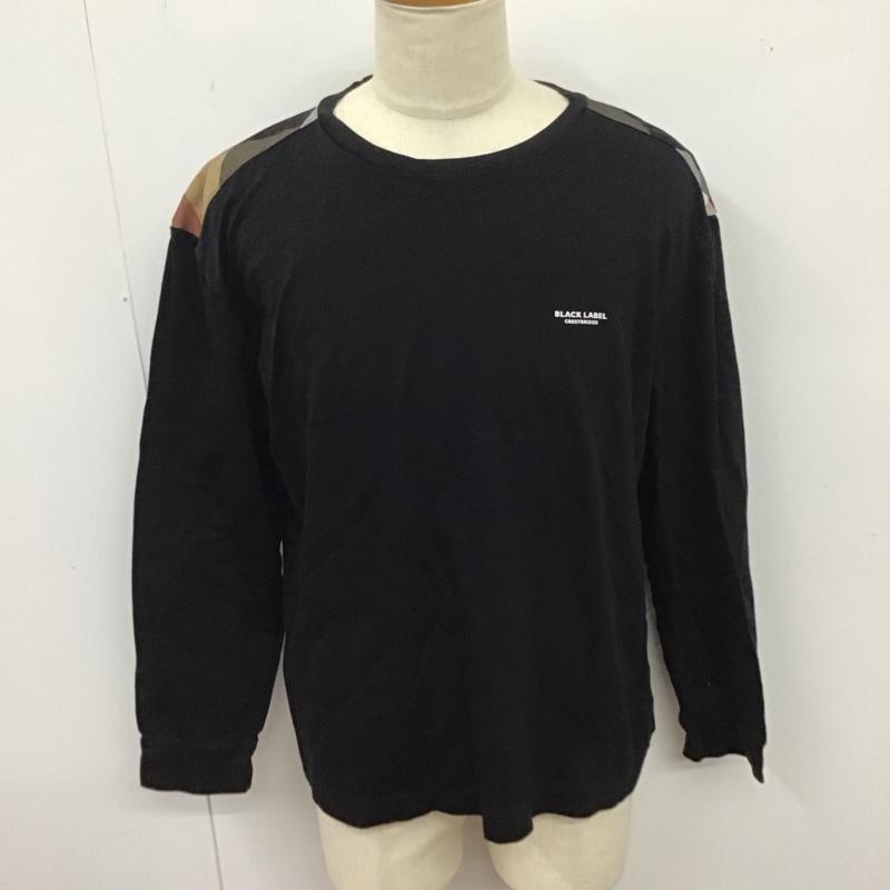 ブラックレーベルクレストブリッジ BLACK LABEL CRESTBRIDGE カットソー 長袖 長袖カットソー クルーネックカットソー ロングスリーブカットソー プリントTシャツ ロゴ、文字 黒 / ブラック /  メンズ USED 古着 中古 10123935