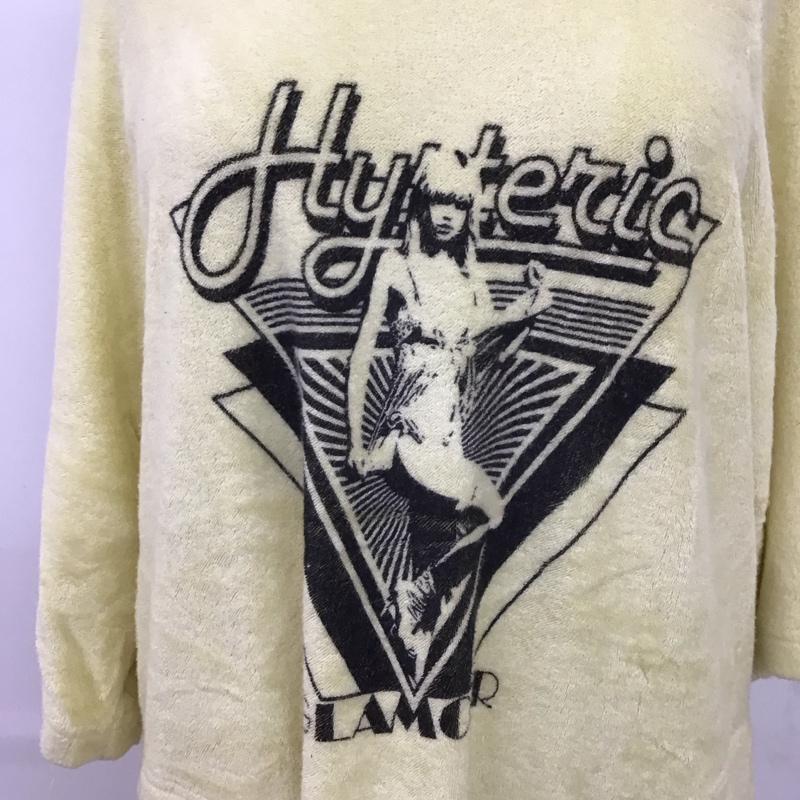 ヒステリックグラマー HYSTERIC GLAMOUR ワンピース ひざ丈スカート 半袖ワンピース クルーネックワンピース カジュアルワンピース FREE プリント 黄 / イエロー /  レディース USED 古着 中古 10117301