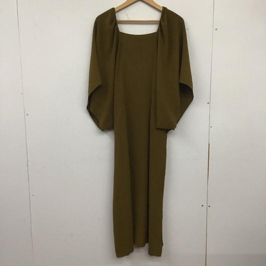 ザラ ZARA ワンピース ロングスカート 0264 456 505 ひざ下丈 ボリュームスリーブ タグ付きスクエアネック M 無地 カーキ / カーキ /  レディース USED 古着 中古 10138648