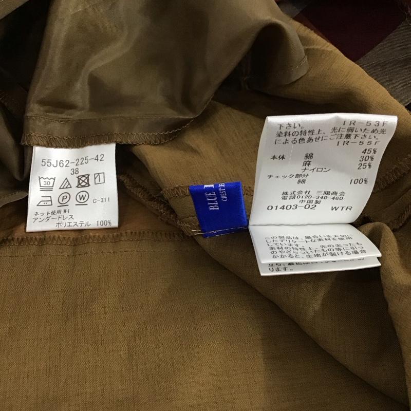 ブルーレーベル・クレストブリッジ BLUE LABEL CRESTBRIDGE ワンピース ロングスカート 55J62-225-42 ノースリーブ 前開き 38 チェック 茶 / ブラウン /  レディース USED 古着 中古 10122643